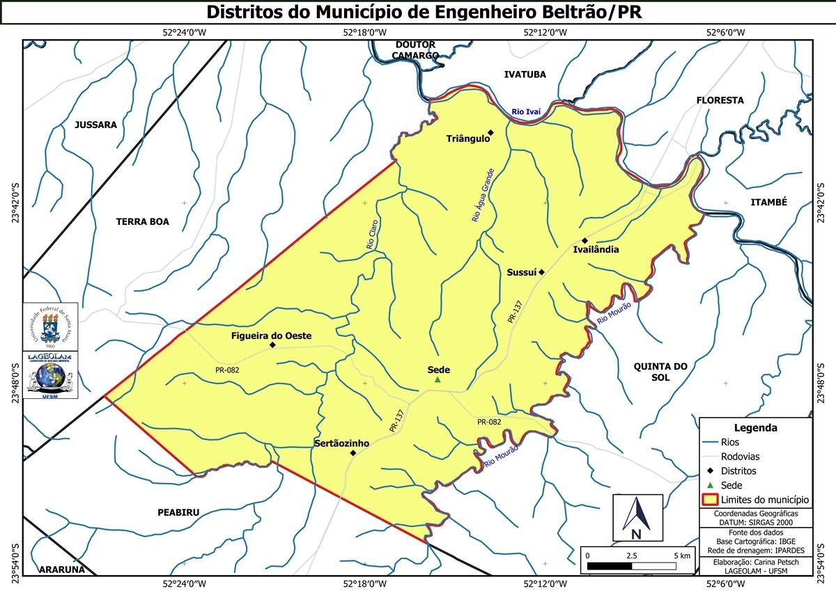 Rede municipal de ensino de Engenheiro Beltrão recebe mapa geográfico do município.