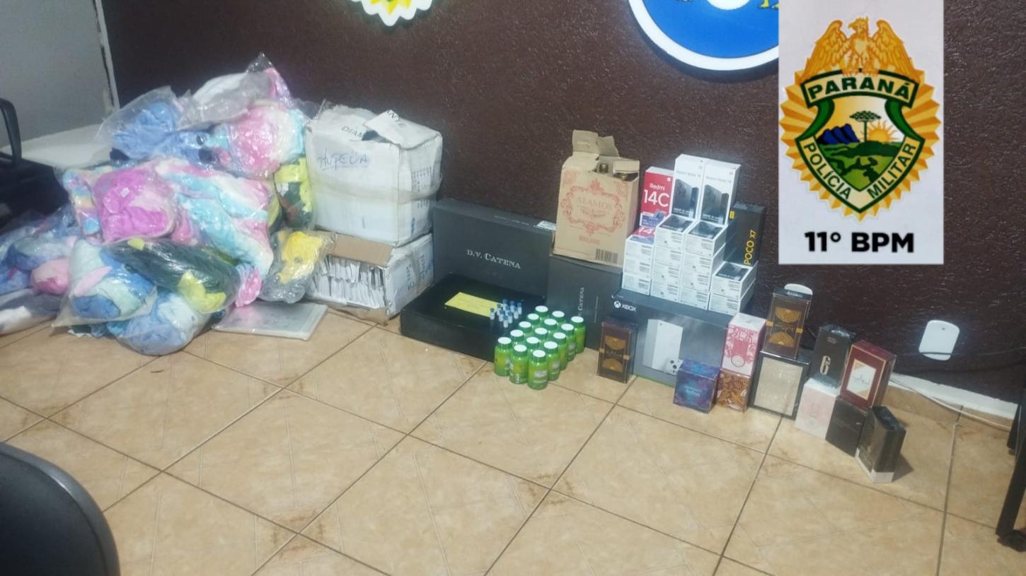 PM de Engenheiro Beltrão apreende carga de produtos estrangeiros no distrito de Ivailândia