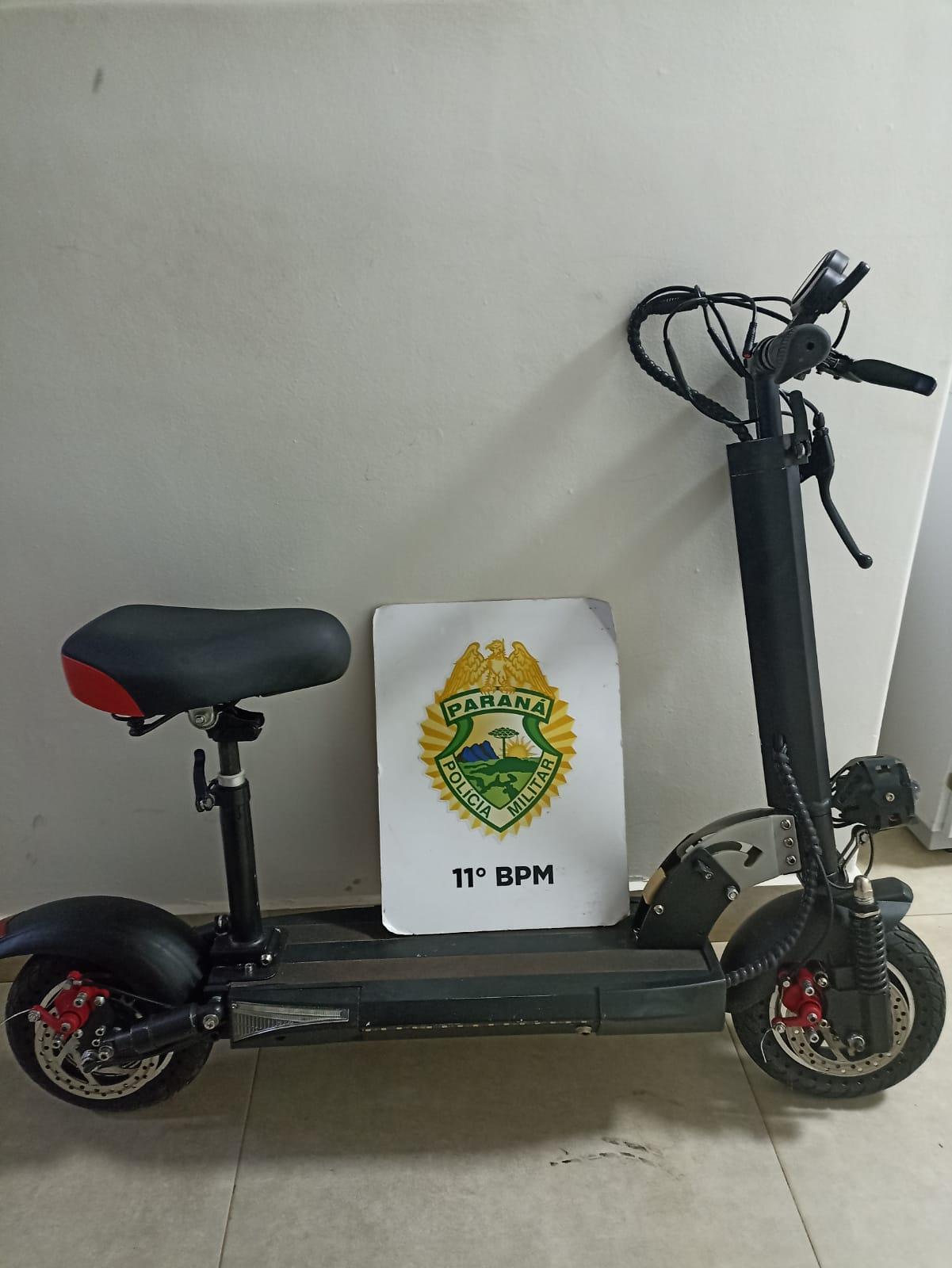 CAMPO MOURÃO - Polícia Militar recupera patinete elétrico furtado após vítima rastrear com controle do alarme