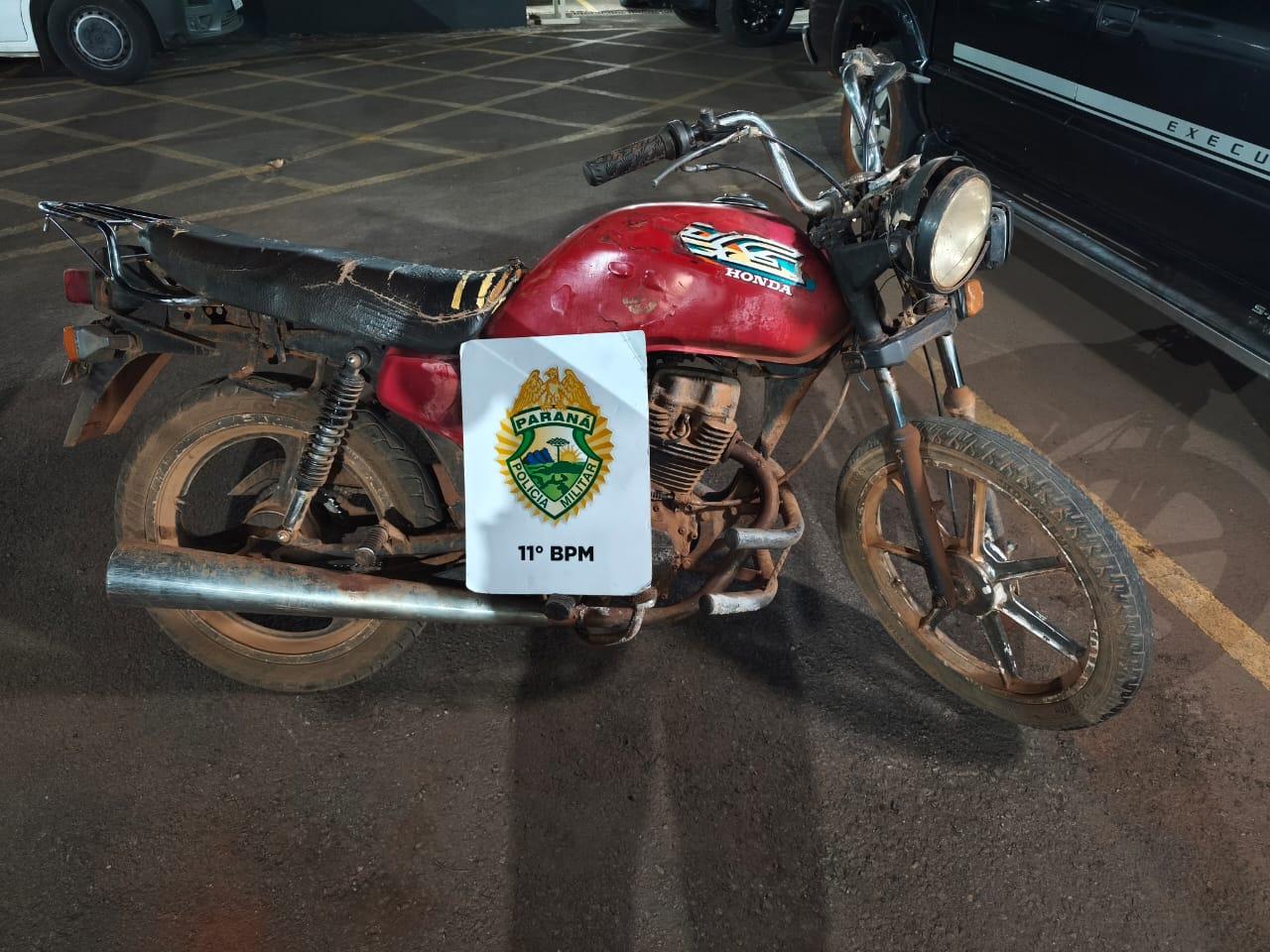 PM apreende motocicleta com motor de veículo furtado em Luiziana