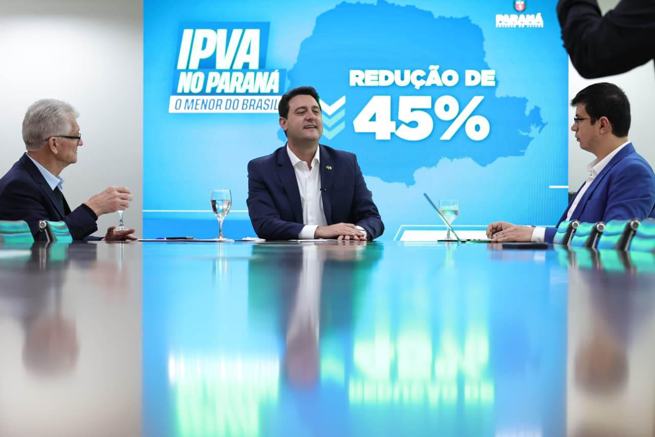 Ratinho Junior reduz IPVA em 45% e revoga alta imposta no governo Beto Richa que quase dobrou o valor do IPVA no Paraná