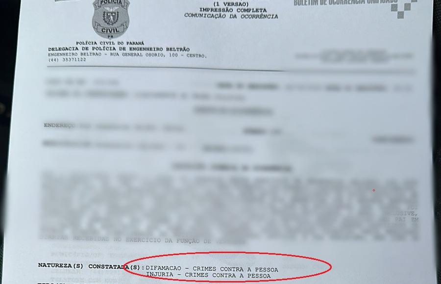ENGENHEIRO BELTRÃO: Vereador Fernando Perereca registra queixa-crime contra presidente do Podemos pelos crimes de difamação e injúria