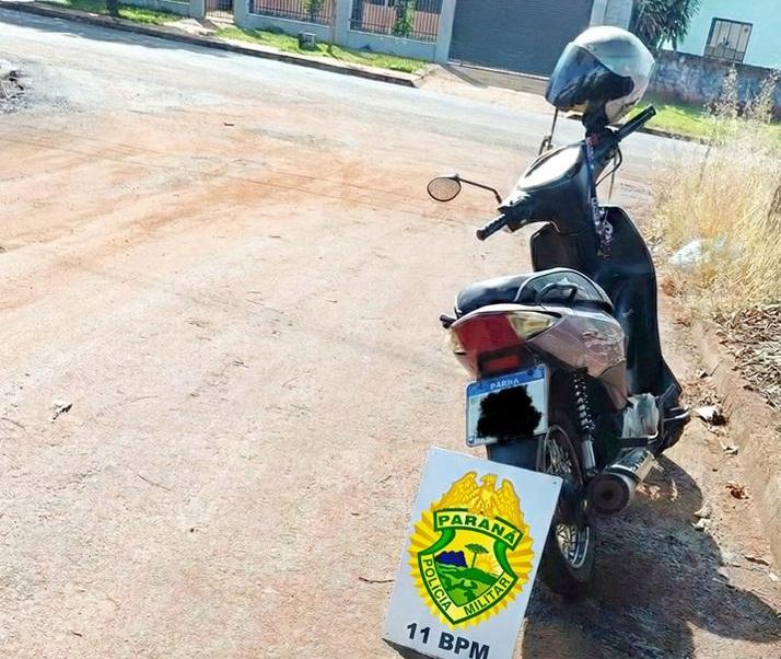 PEABIRU: PM recupera motocicleta furtada e encaminha veículo à delegacia