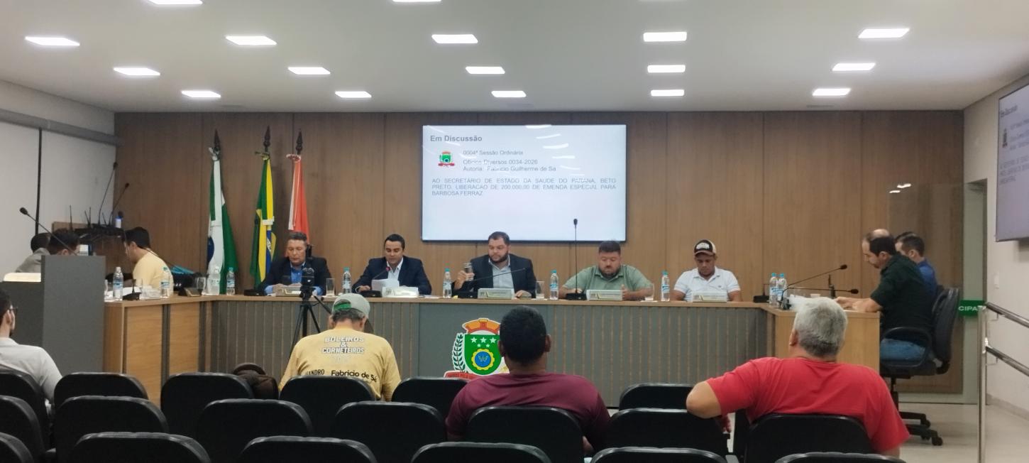 Câmara de Barbosa Ferraz apresentou ofícios, requerimento, indicações e projetos na sessão de 2 de março