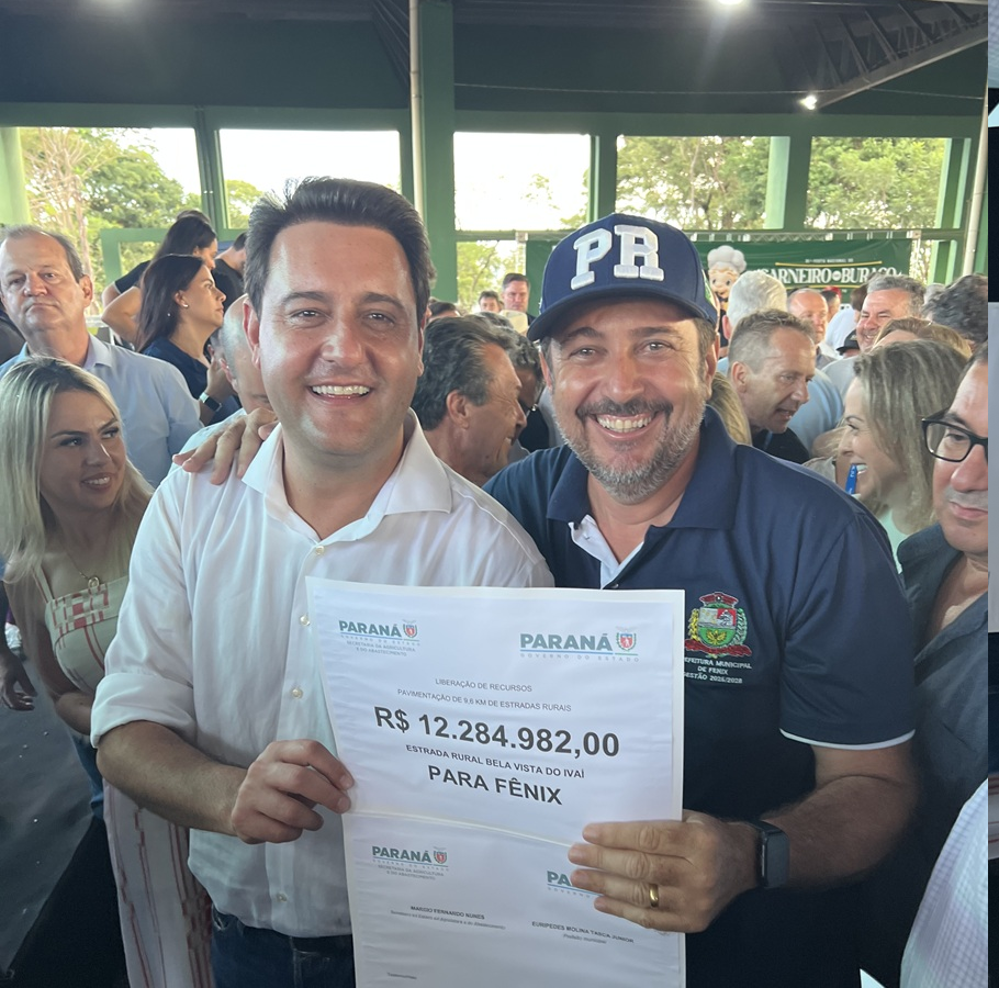 FÊNIX: Com Ratinho Junior, prefeito Junior Molina comemora R$ 12 milhões para a pavimentação entre Fênix e Bela Vista do Ivaí