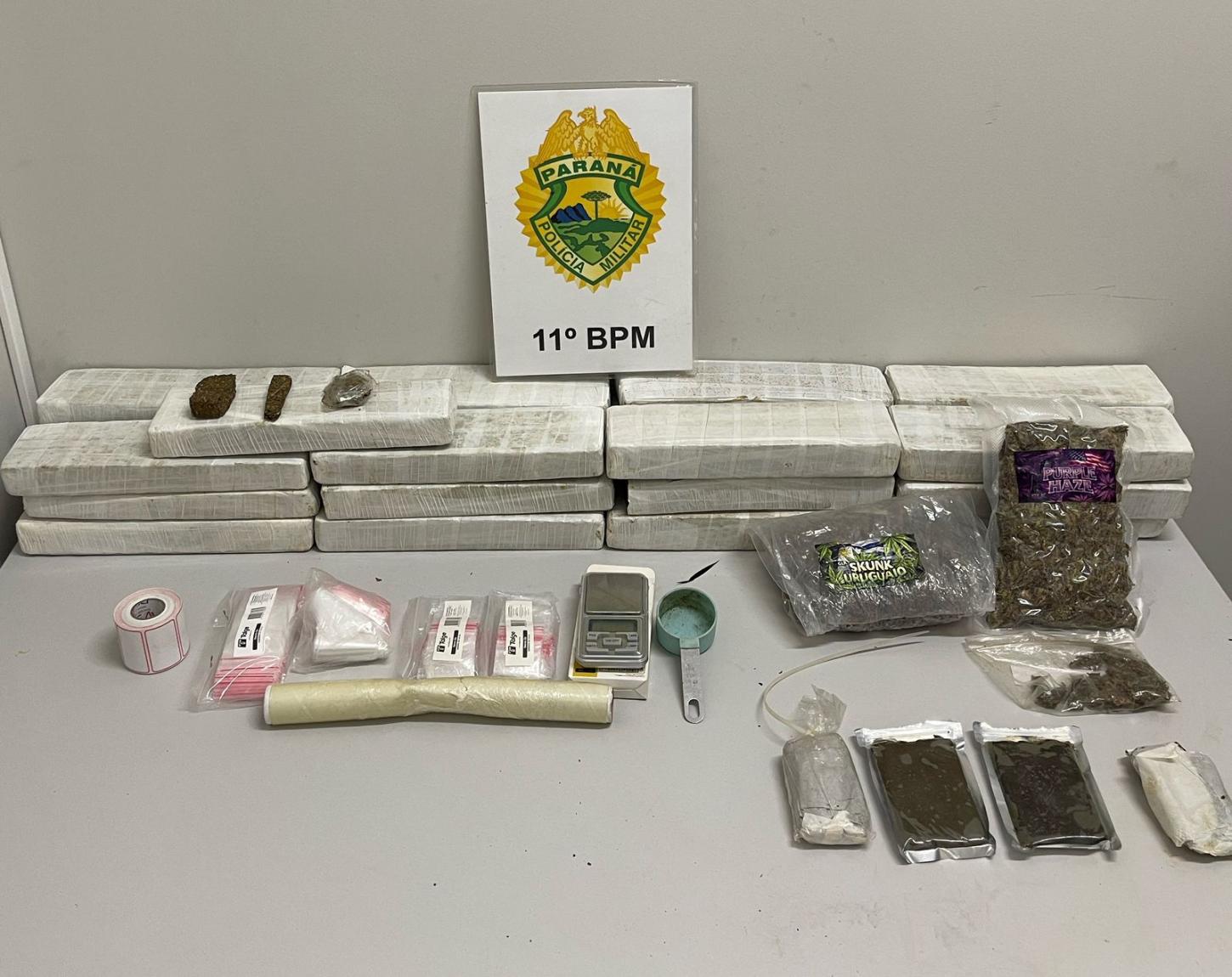 IRETAMA: Polícia Militar apreende mais de 20 kg de drogas e prende quatro pessoas