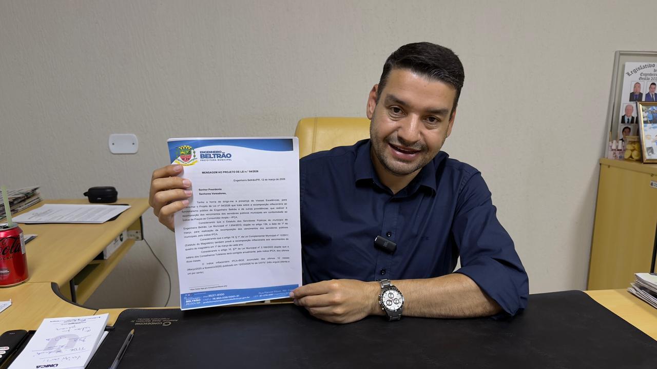 Prefeito de Engenheiro Beltrão assina projeto de reajuste salarial para servidores