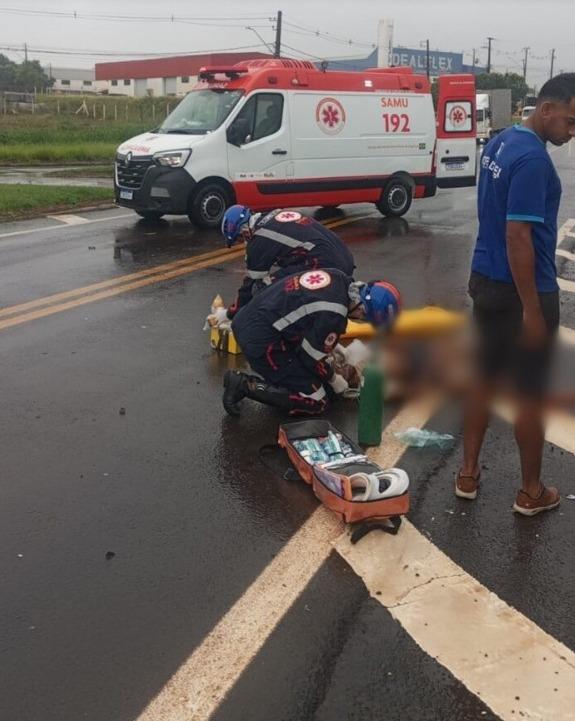 TERRA BOA: Motociclista fica ferido após acidente no trevo de saída para Cianorte