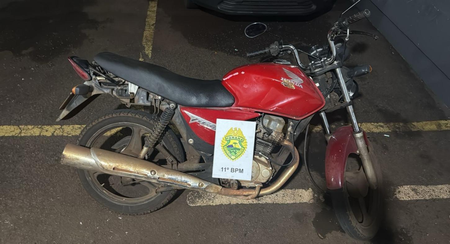 CAMPO MOURÃO: moto furtada no centro é localizada pelo próprio dono pouco tempo depois do crime