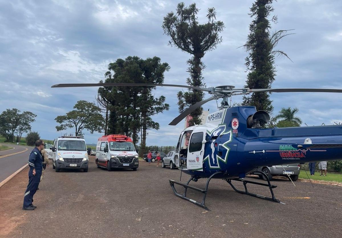 ENGENHEIRO BELTRÃO: Grave capotamento na PR-082 mobiliza equipe de resgate da Santa Casa do município e o helicóptero do Samu