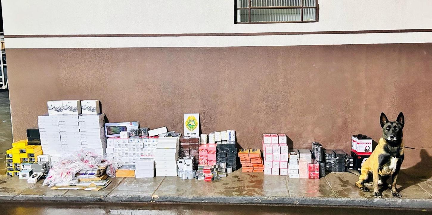 CAMPO MOURÃO: Polícia Militar apreende mais de R$ 140 mil em mercadorias irregulares na BR-487