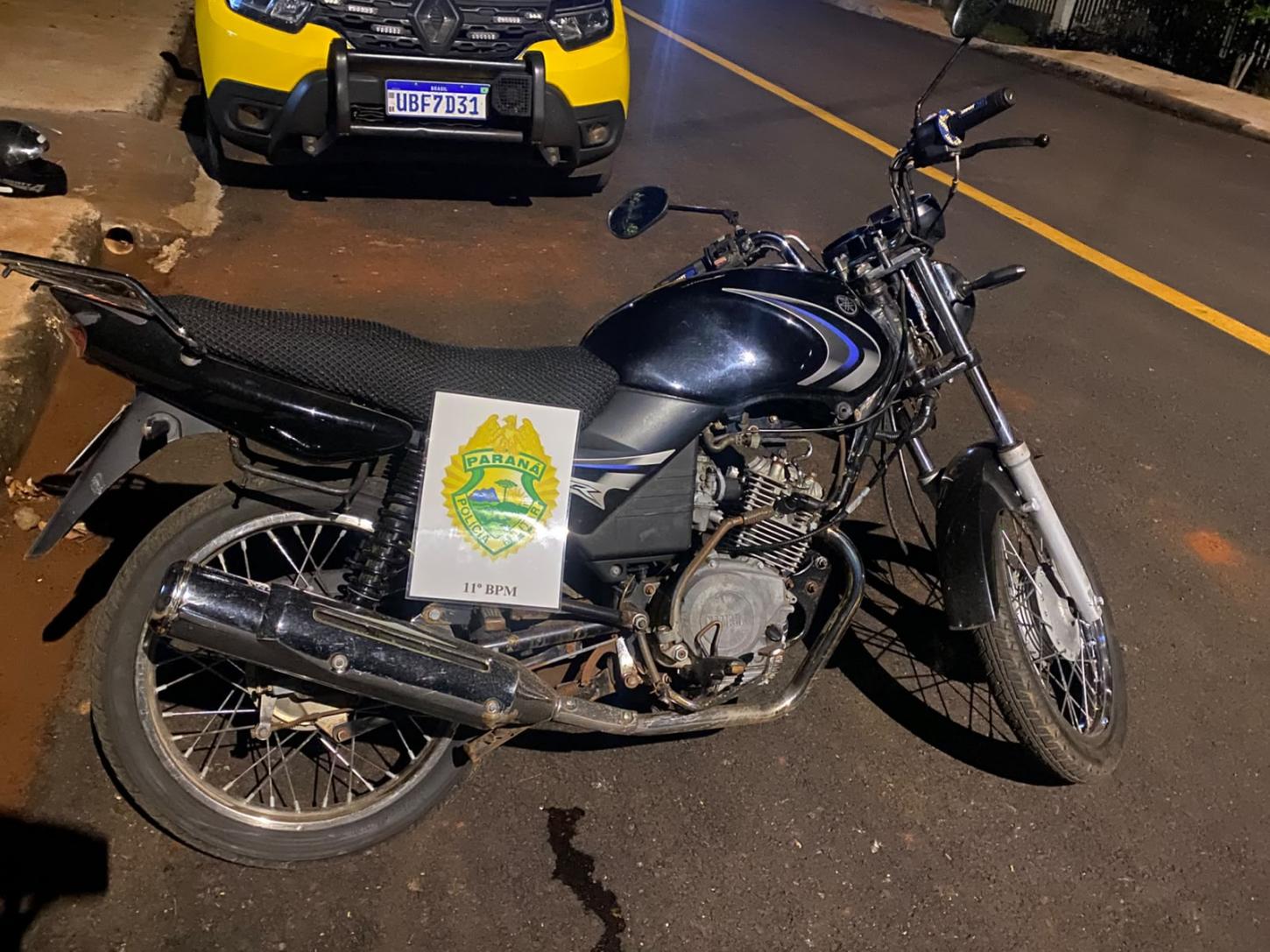 IRETAMA: Motocicleta com alerta de furto é apreendida durante operação conjunta da PM e ROTAM