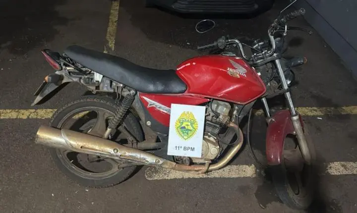 CAMPO MOURÃO: moto furtada no centro é localizada pelo próprio dono pouco tempo depois do crime
