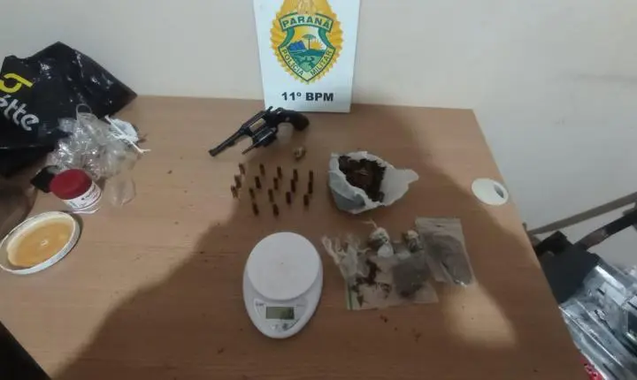 CAMPO MOURÃO: ROTAM apreende revólver com numeração suprimida, maconha e haxixe no Jardim Horizonte
