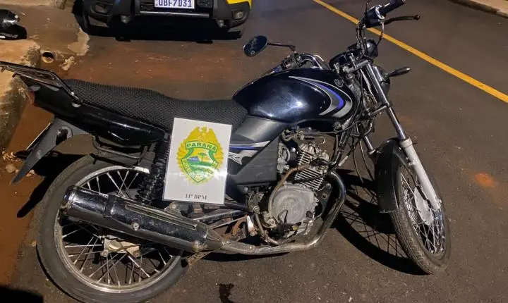IRETAMA: Motocicleta com alerta de furto é apreendida durante operação conjunta da PM e ROTAM