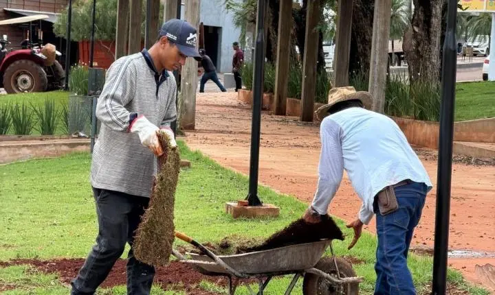 QUINTA DO SOL: revitalização da Praça Gentil José Soares entra na fase final